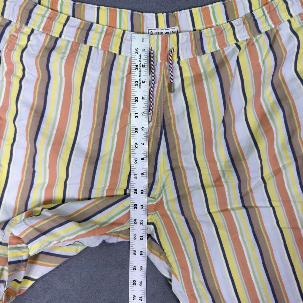 Peter Millar Swim Trunks Mens XL Multicolor Striped Mesh Lined Drawstring Summer
